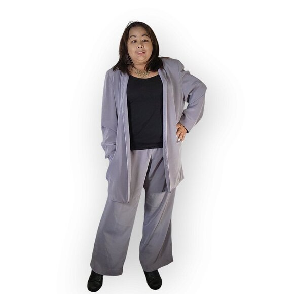 LOUBEN WOMENS 2 PIECE OUTFIT SIZE 14 GREY TOP WITH HIGH RISE PANTS - Picture 7 of 14